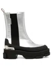Both Metallic Leather Ankle Boots In Silver
