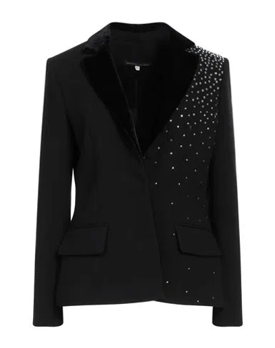 Botondi Couture Woman Blazer Black Size 14 Viscose, Silk, Acetate, Polyamide, Elastane
