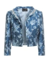 Botondi Couture Woman Blazer Slate Blue Size 8 Polyester, Silk, Metallic Polyester, Polyamide In Blue