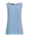 Botondi Couture Woman Top Pastel Blue Size 10 Acetate, Viscose