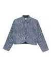 Botsi Button-up Wave-pattern Jacket In Blue