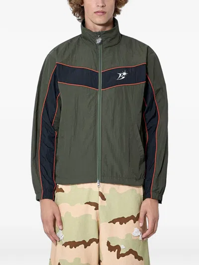 Bott Contrast-panel High-collar Jacket In Green