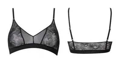 Bott Lingerie Women's Adjustable Strap Lace Bralette – Black Shadow In Multi