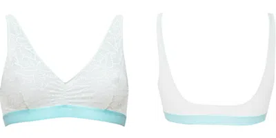 Bott Lingerie Women's Blue Soft Lace Bralette La Teuf - Sweet Mint In White