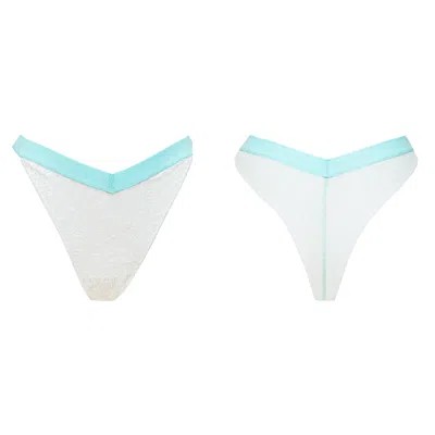 Bott Lingerie Women's Blue Soft Lace Tanga Panty La Teuf - Sweet Mint In Multi
