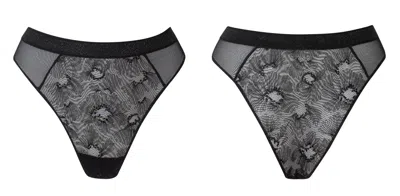 Bott Lingerie Women's Crush Lace Tanga Thong – Black Shadow In Multi