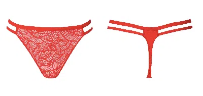 Bott Lingerie Women's Lace Thong La First - Red Hot
