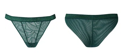 Bott Lingerie Women's Seamless Back Lace Brief La Teuf - Green Midnight