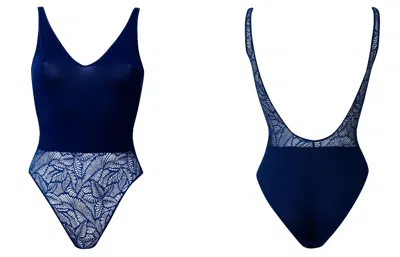 Bott Lingerie Women's Soft Lace Bodysuit La First - Blue Night