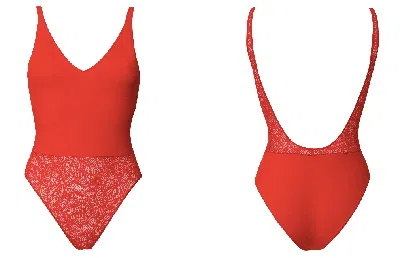 Bott Lingerie Women's Soft Lace Bodysuit La First - Red Hot