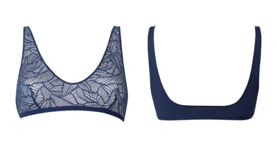 Bott Lingerie Women's Soft Lace Bralette - Blue Night