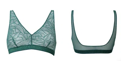Bott Lingerie Women's Soft Lace Bralette La Teuf - Green Midnight