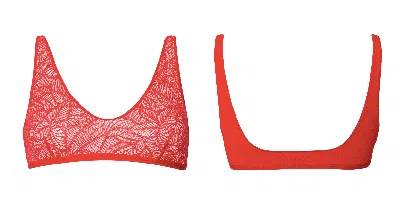 Bott Lingerie Women's Soft Lace Bralette - Red Hot In Black