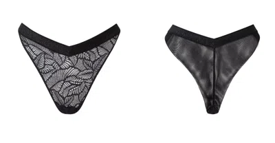 Bott Lingerie Women's Soft Lace Tanga Panty La Teuf - Black Shadow