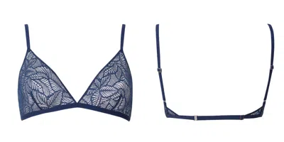 Bott Lingerie Women's Wireless Lace Triangle Bra La First - Blue Night