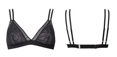 Bott Lingerie Women's Wireless Lace Triangle Bralette La Teuf - Black Shadow