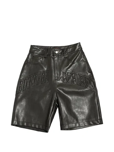 Bottega Desires Logo-appliqué Leather Shorts In Black
