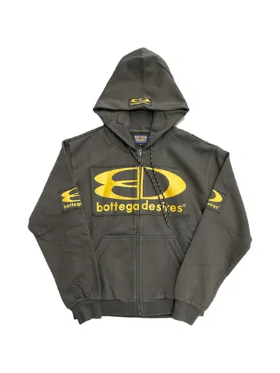 Bottega Desires Logo-print Zip-up Hoodie In Gray