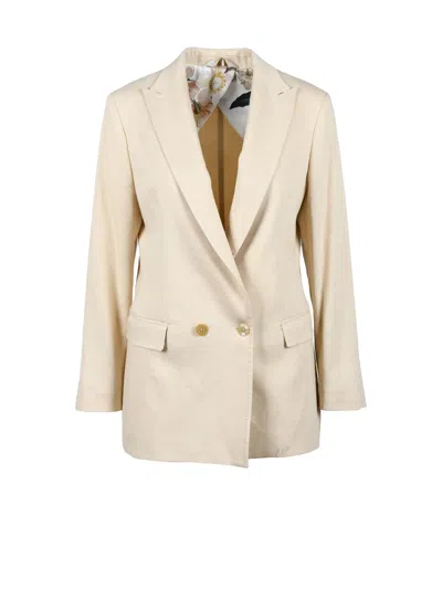 Bottega Martinese Beige Linen Viscose Jacket In Neutral