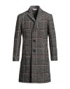 Bottega Martinese Man Coat Black Size 38 Virgin Wool, Polyamide In Gray