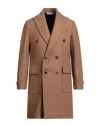 Bottega Martinese Man Coat Camel Size 40 Wool, Polyamide In Brown