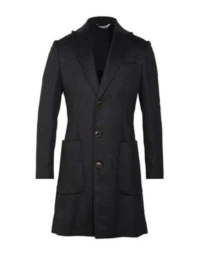 Bottega Martinese Man Coat Charcoal Size 38 Wool, Polyester, Cashmere In Black