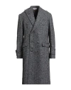 Bottega Martinese Man Coat Midnight Blue Size 44 Wool, Polyamide, Acrylic, Polyester In Animal Print