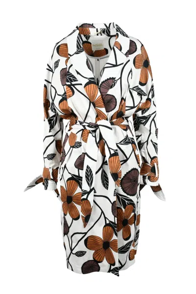 Bottega Martinese Multicolour Floral Pattern Trench Coat