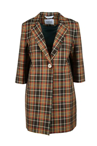 Bottega Martinese Plaid Patterned Short Cotton Coat In Brown