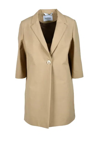 Bottega Martinese Tailored Beige Short Coat In Brown