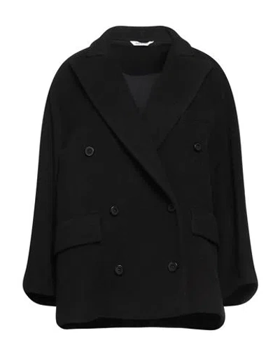 Bottega Martinese Woman Coat Midnight Blue Size 6 Wool, Polyester In Black