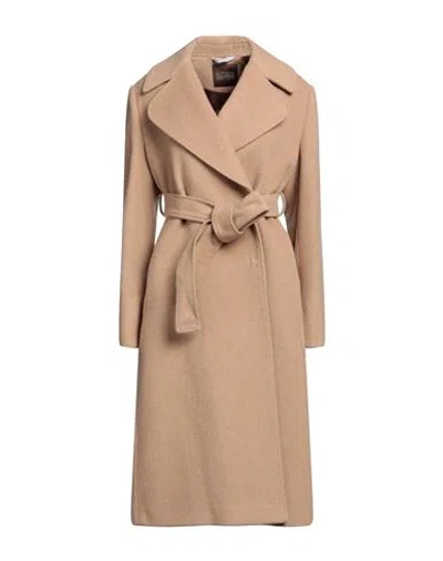 Bottega Martinese Woman Coat Camel Size 6 Wool, Polyester, Polyamide In Beige