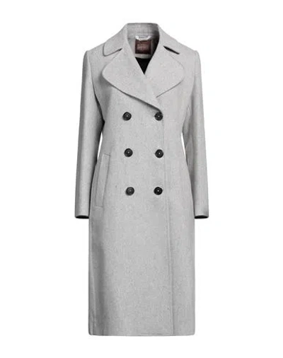 Bottega Martinese Woman Coat Light Grey Size 8 Wool, Polyester, Polyamide