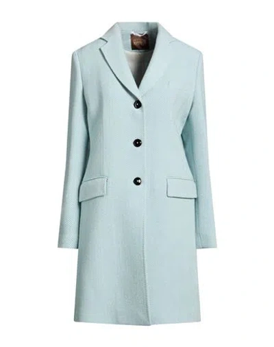 Bottega Martinese Woman Coat Sky Blue Size 10 Wool, Polyester, Polyamide