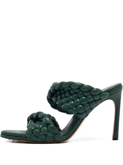 Pre-owned Bottega Veneta 100mm Curve Braided Leather Sandals