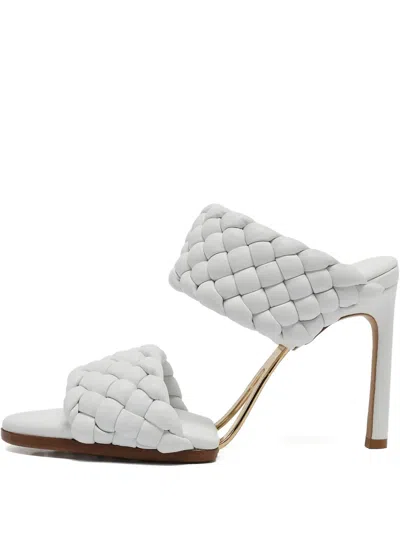 Pre-owned Bottega Veneta 100mm Leather Sandals In White
