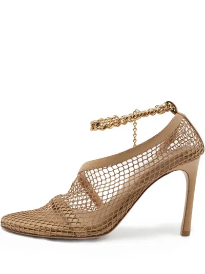 Pre-owned Bottega Veneta 100mm Mesh Pumps In Brown