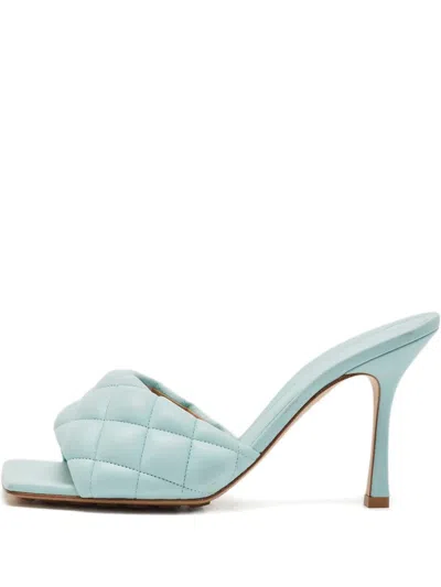 Pre-owned Bottega Veneta 100mm Quilted Leather Sandals In Blue