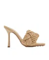 Bottega Veneta Lido 90 Raffia Intrecciato Mule In Nude
