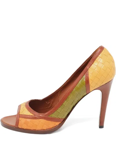 Pre-owned Bottega Veneta 110mm Woven Leather Peep-toe Pumps
