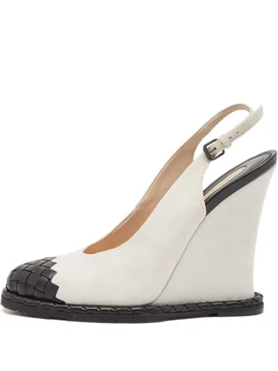 Pre-owned Bottega Veneta 120mm Intrecciato-detail Leather Pumps