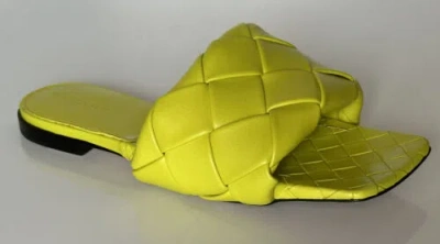 Pre-owned Bottega Veneta $1350  Yellow Lemon Flat Sandals Shoes 9 Us (39 Euro) 608853