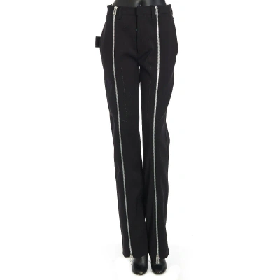 Pre-owned Bottega Veneta 1850$ Zip Detailed Stretch Wool Blend Twill Straight Leg Pants In Black