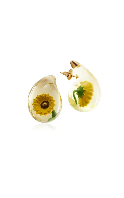 Bottega Veneta 18k Gold-plated Resin Earrings In Yellow