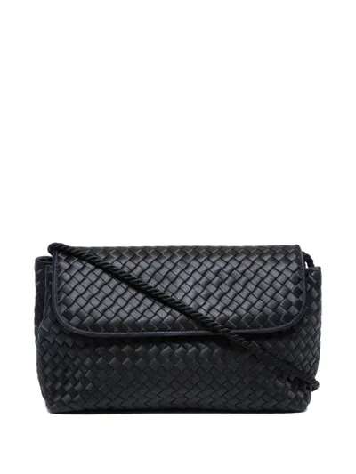 Pre-owned Bottega Veneta 1990-2000s Intrecciato Satin Shoulder Bag In Black