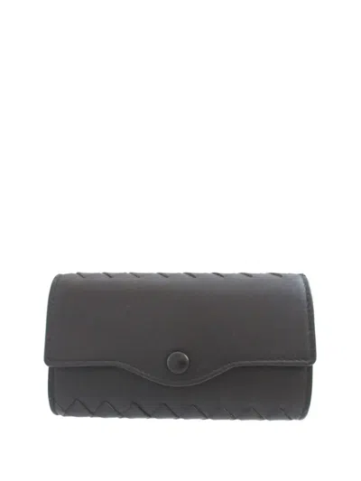 Pre-owned Bottega Veneta 1990-2000 Nappa Intrecciato 6 Ring Case Key Holder In Black
