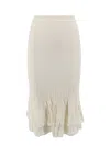 Bottega Veneta 2 In 1 Cotton Blend Skirt With Floral Embroidery In White