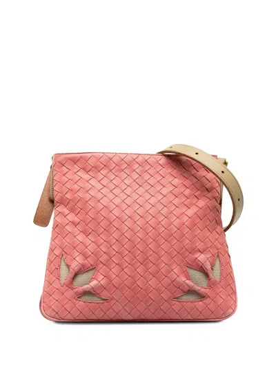 Pre-owned Bottega Veneta 2000-2007 Intrecciato Crossbody Bag In Pink