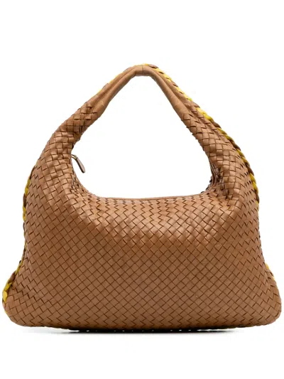 Pre-owned Bottega Veneta 2000-2007 Medium Bicolor Trimmed Nappa Intrecciato Veneta Hobo Bag