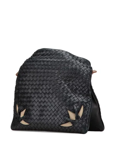 Pre-owned Bottega Veneta 2000-2007 Nappa Intrecciato Marquise Flower Crossbody Bag